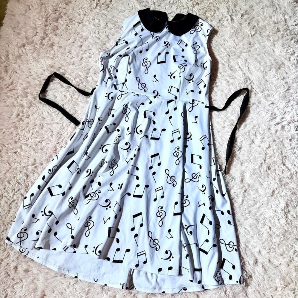 Music‎ Note Monochrome Quirky Teacher Collared Dress Womens 3XL
